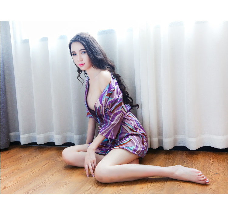 Sexy chiffon sex underwear, women's seductive large-sized pajamas, transparent printed kimono, bathrobe and bathrobe Specification drawing