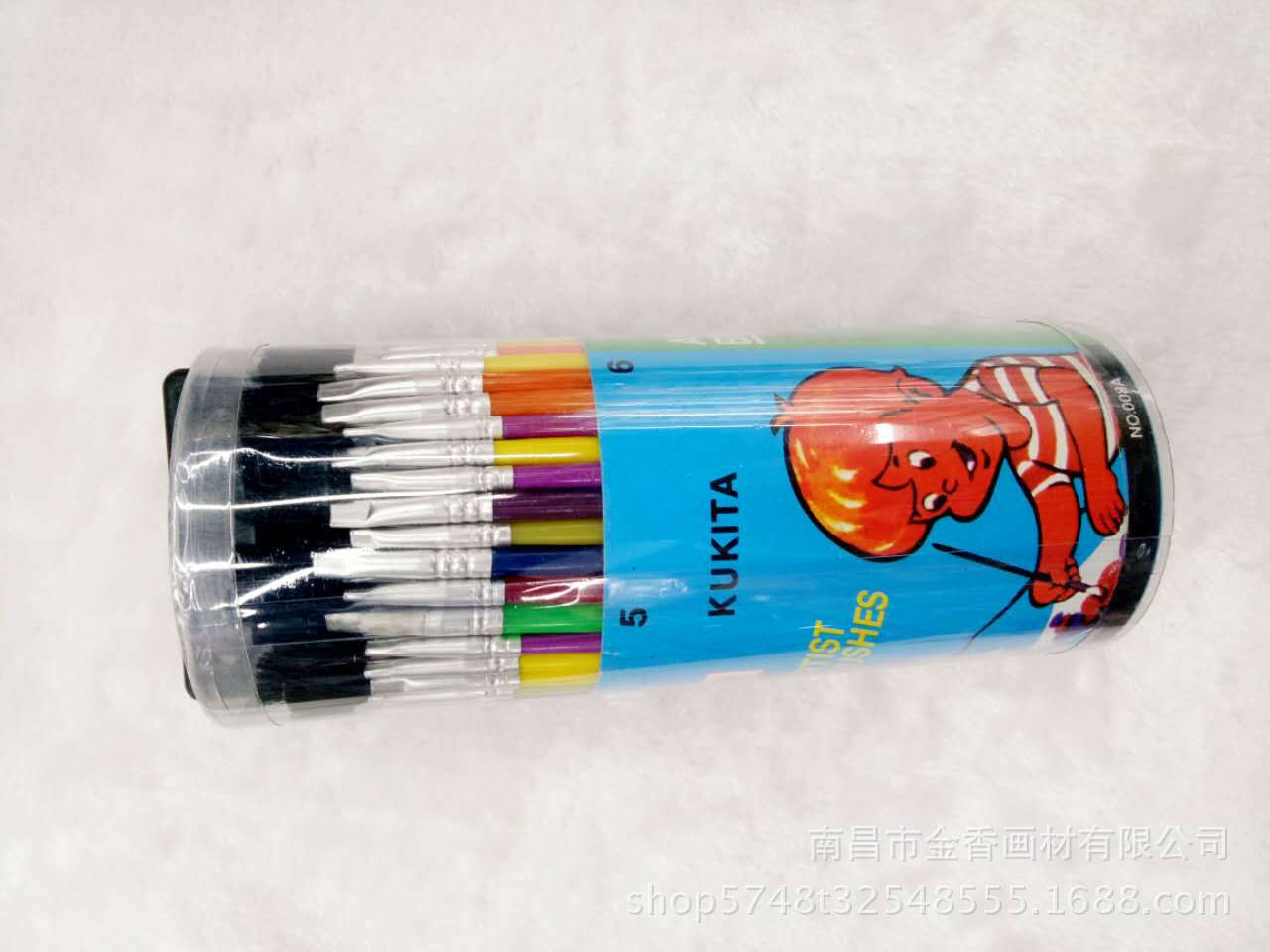 厂家供应 桶装彩杆笔刷学生绘画水粉水彩油画笔套装 美术耗材