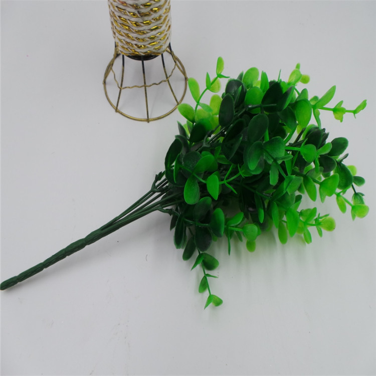 Factory direct sales simulation of green plants small pot big eucalyptus money leaves fake plastic flowers with grass 7 fork 35 mesh Application Scenario