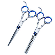 Manufacturers direct hair scissors set Flat scissors teeth scissors bangs thin scissors stainless steel scissors barber 6"