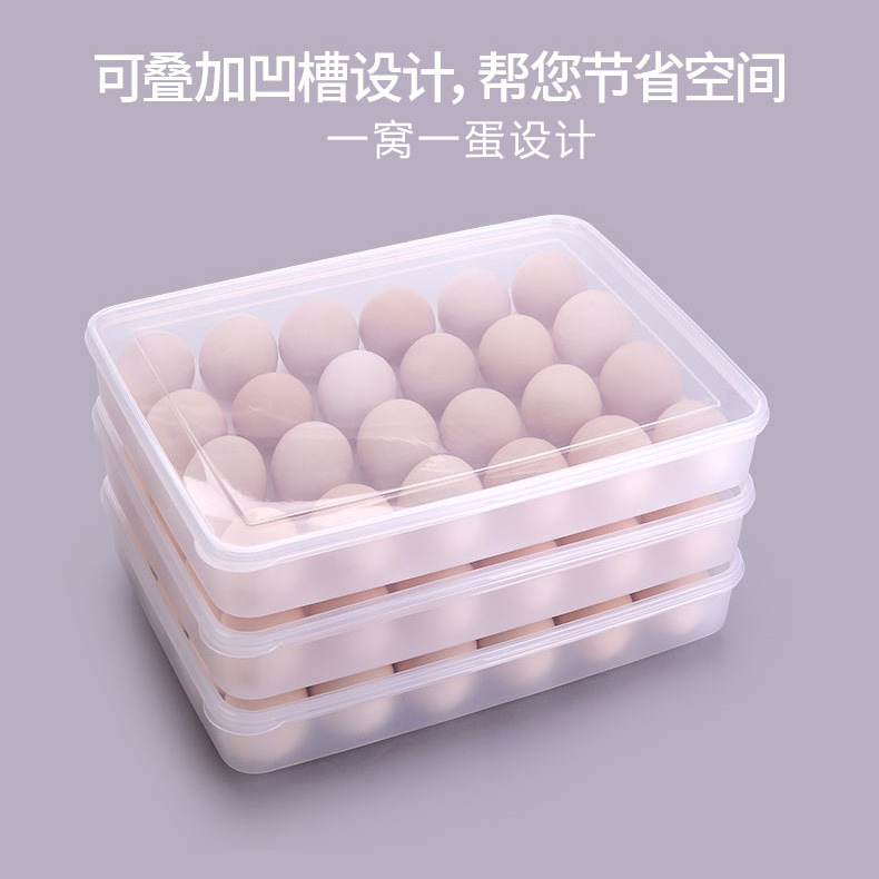 Convenient storage food-grade preservation box with 24 compartments that can be stacked and have independent LIDS. Kitchen, refrigerator, food preservation, egg and seafood storage box factory Specification image