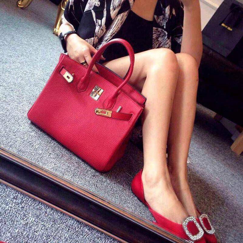 Fashion Bag Women's New Lychee Grain Head Layer Leather Birkin Bag Leather Women's Bag Single Shoulder Women's Hand Diagonal Bag Application Scenario