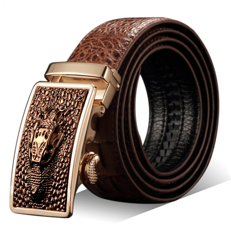 Men's Leather Cowhide Belt Crocodile Belt Men's Belt Wholesale Automatic Buckle Belt Micro For Manufacturers In Stock