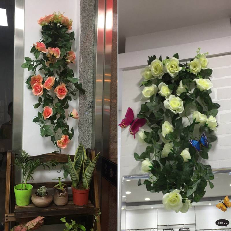 仿真玫瑰花藤/吊篮花艺婚庆产品图