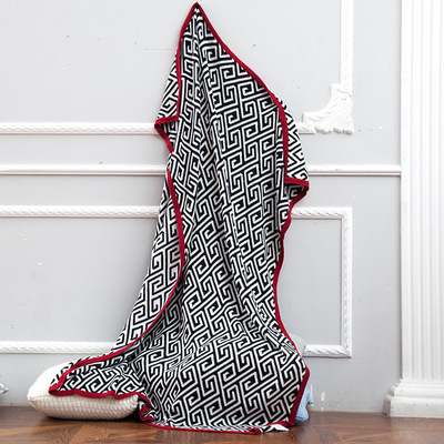 安迪亚沙发搭毯巾 几何图案搭毯针织毛毯流苏毛毯子详情图3