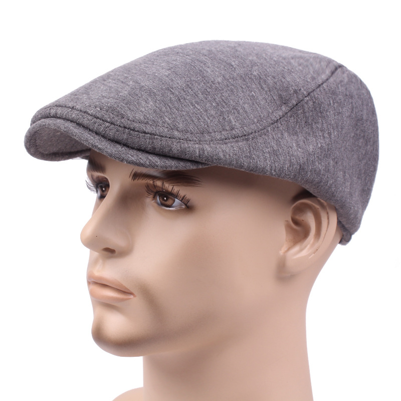 Wool Cap Men's Solid Color Beret Casual Retro Front Hat Spring And Fall Visor Hat Women's Hat details Picture
