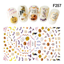 Cross border new nail stickers Halloween nail decals Skull Pumpkin decals 3D nail decals