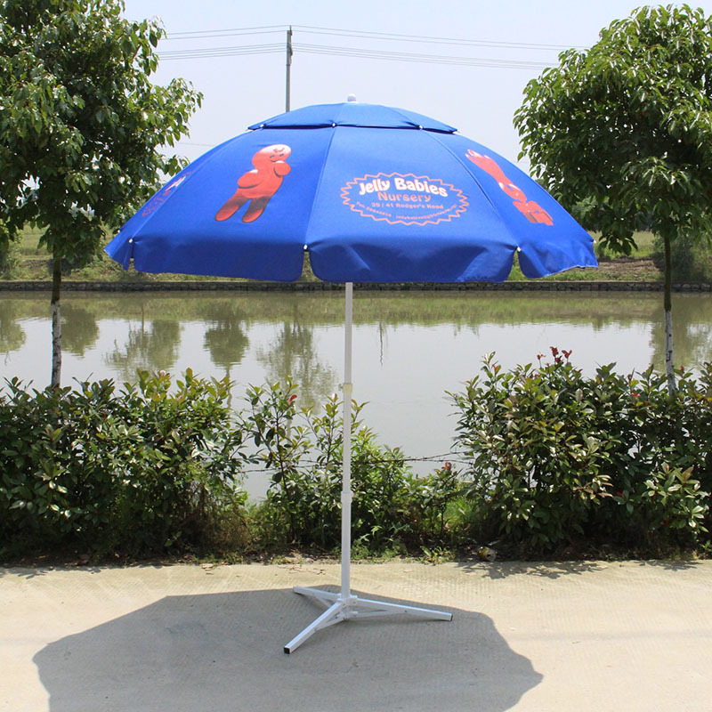 厂家2.4米 纤维双顶户外伞 可定涤纶户外广告太阳伞 遮阳伞图