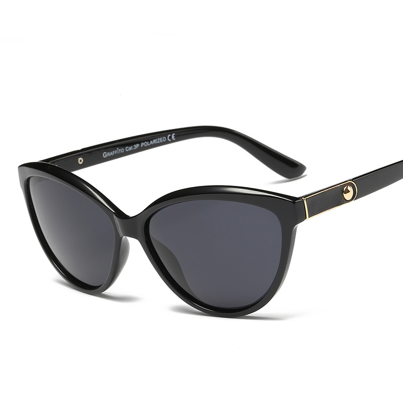 New sunglasses for women's trendy round faces, personalized leather polarized sunglasses, retro sunglasses, UV protection 8632 details Picture