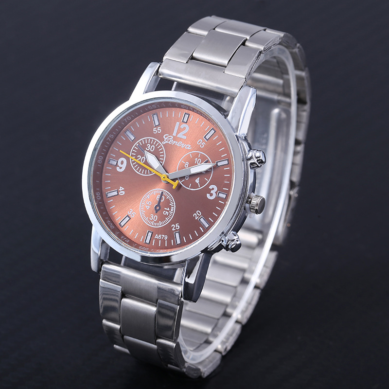 Wholesale Geneva Three-Eye Six-Pin Steel Belt Watches Foreign Trade Unisex Watches Women's Watches Gift Watches Men's Watches Students details Picture