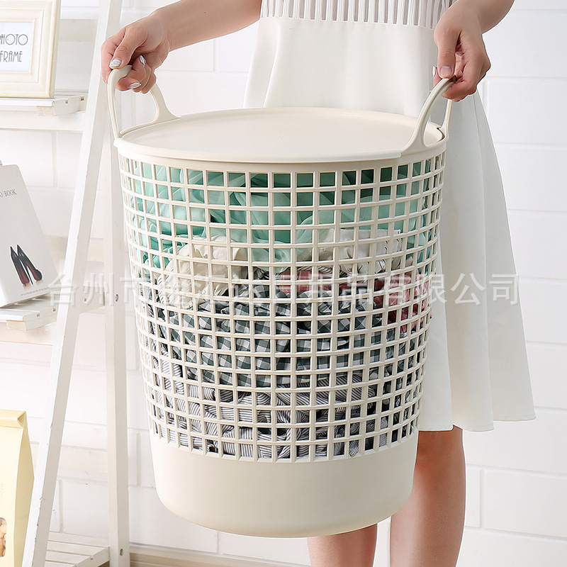 Manufacturers Spot Jianjun Plastic Dirty Clothes Basket Hollow With Cover Pp Multifunctional Toy Finishing Basket Sundries Storage Basket details Picture