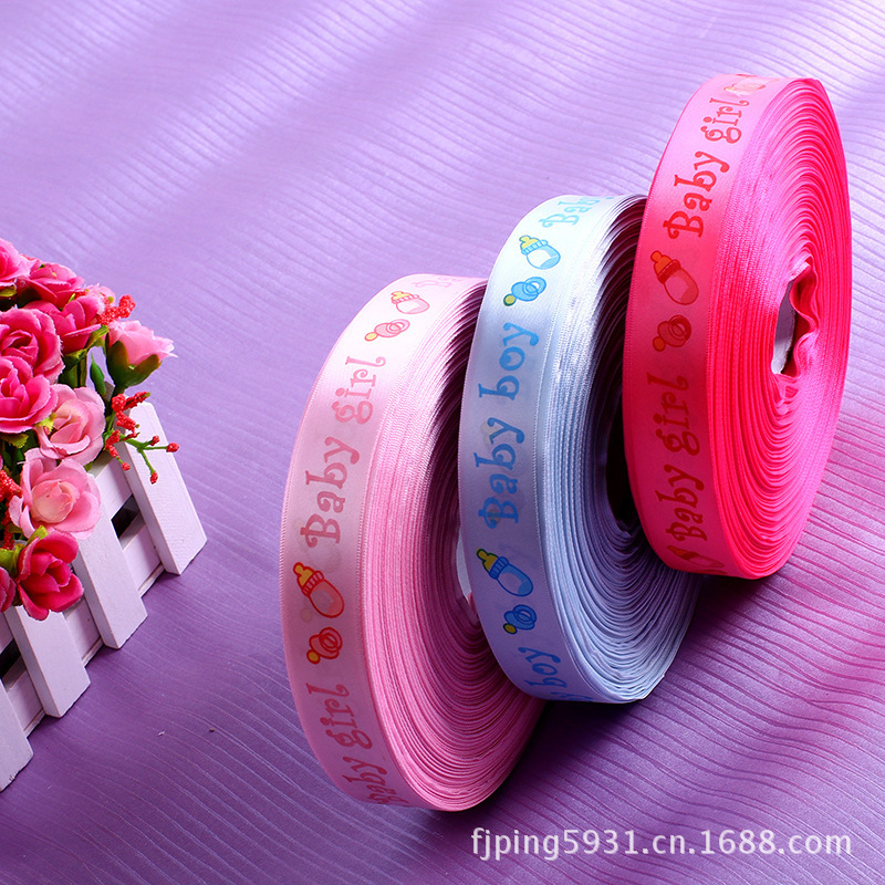 Tri-Color Plain Print Polyester With Logo Text Print Polyester With Wholesale Flowers Decorative Thread Tape