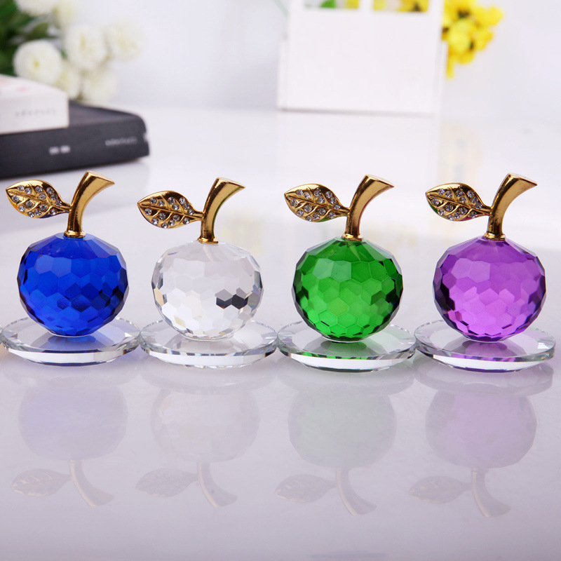 K9 Crystal Apple Christmas Eve Christmas Colorful Crystal Craft Souvenir Gift Mobile Phone Counter Decoration Pieces Auspicious Yu Crystal details Picture