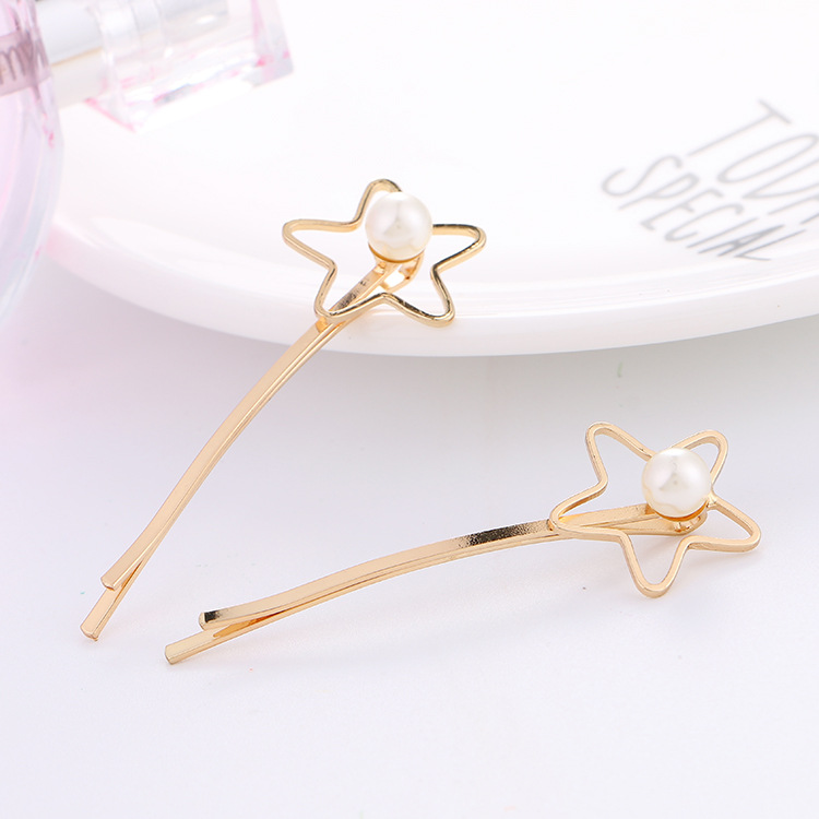 Yiwu pequeñas mercancías versión coreana accesorios de pelo geométricos moda simple perle hairclip de cobre una palabra clip accesorios precio de fábrica al por mayor details Picture