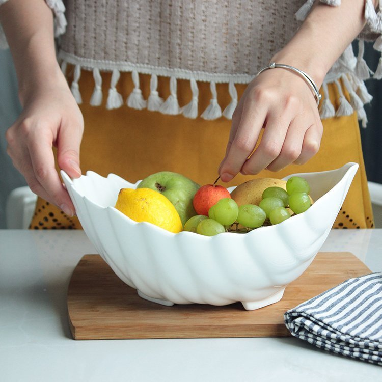 创意纯白色陶瓷碗法式汤碗意面碗水果沙拉碗西餐碗不规则造型餐具详情图4