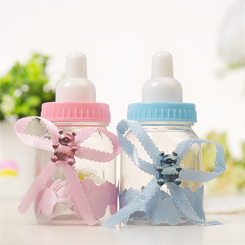 创意奶瓶透明塑料喜糖盒 欧式baby shower宝宝周岁满月糖果包装盒详情图1