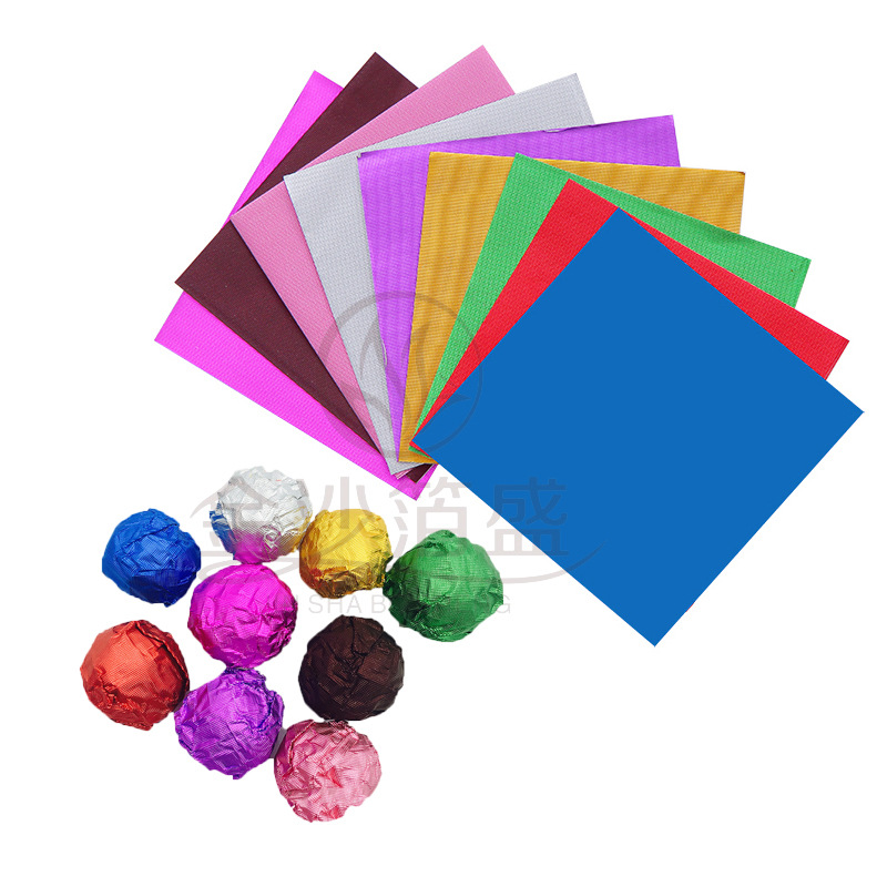 10*10Cm Color Aluminum Foil Embossed Smooth Surface Candy Tea Sesame Ball Chocolate Wrapping Paper Foil Application Scenario