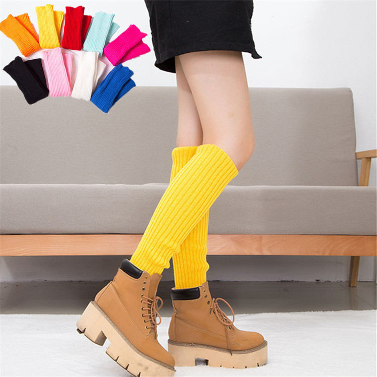 Amazon cross-border autumn and winter dance leg covers, women's woolen long fluorescent sock covers, knitted pile socks, leg protection and warmth wholesale