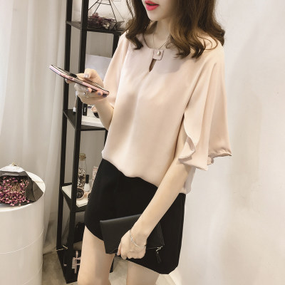 2022 Summer New Korean-style fashionable chubby girl top for women, 200-pound slimming short-sleeved chiffon shirt Item Picture