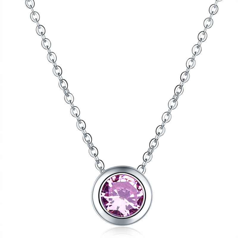 Kashi Jewelry Cross-border Korean version diamond-encrusted jewelry for women, simple round zircon necklace, three-dimensional crystal pendant, short style