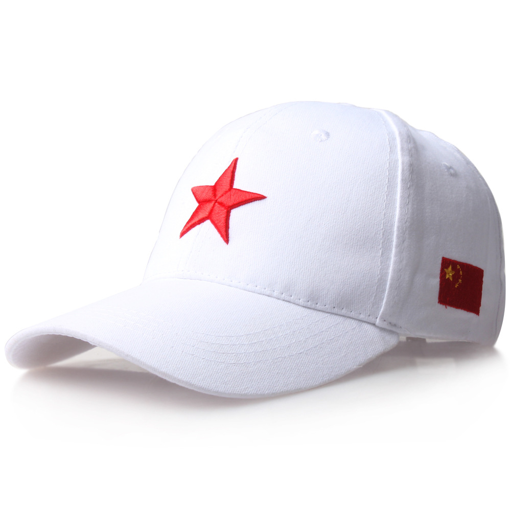 The new red five-pointed cap for the Liaoning Navy, the men's baseball cap with the national flag, and the red five-pointed cap are the same style as Cui Jian's details Picture