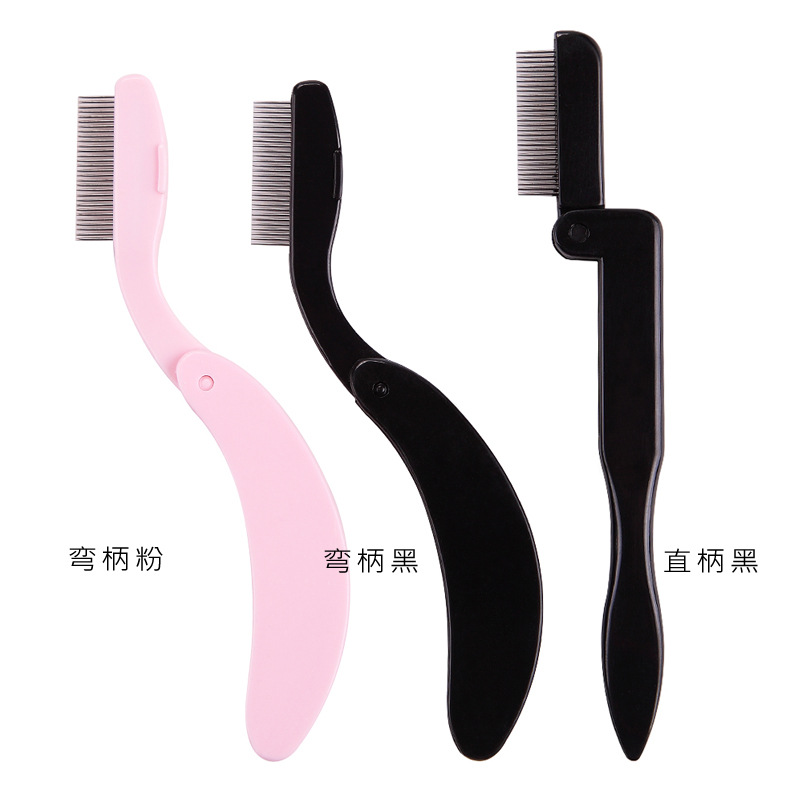 Eyelash steel comb, eyebrow comb, foldable stainless steel needle, eyelash brush, curved/straight handle, plastic handle, beauty tool shanilak