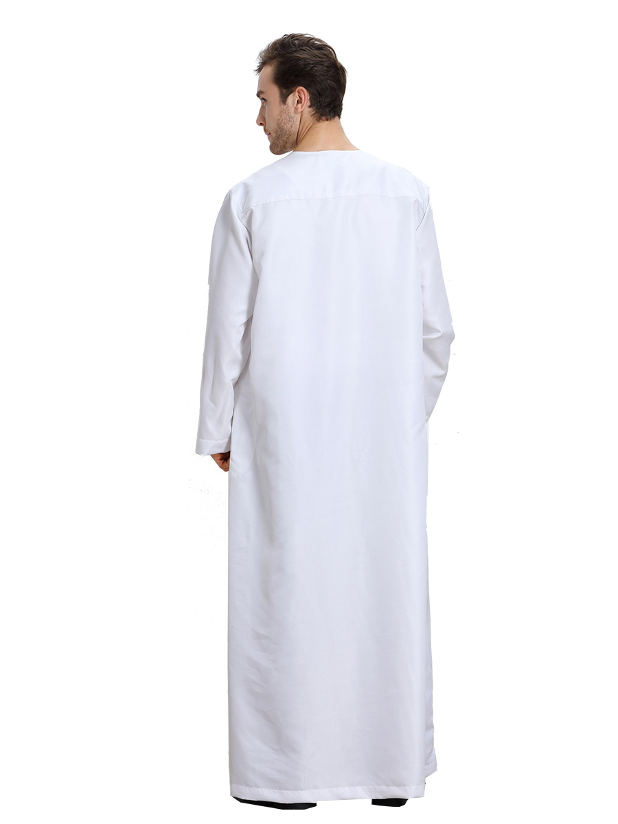阿拉伯男士长袍 中东迪拜礼服 穆斯林男士长袍纯色长袍TH808详情图3