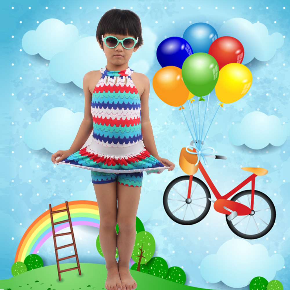 New Children's Swimsuit Girls Korean One-Piece Dress Type Medium And Large Children's Swimsuit Princess Students 6-10 Years Old Swimsuit