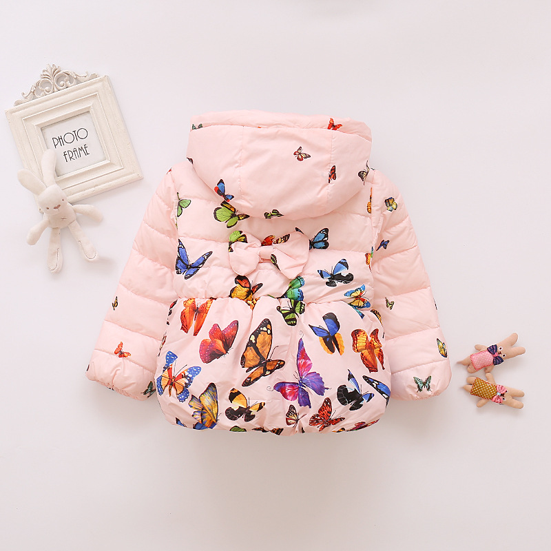 Autumn and winter 2020 export children's clothing, cotton-padded jackets, butterfly-printed hooded children's cotton-padded jackets for European and American girls Application Scenario