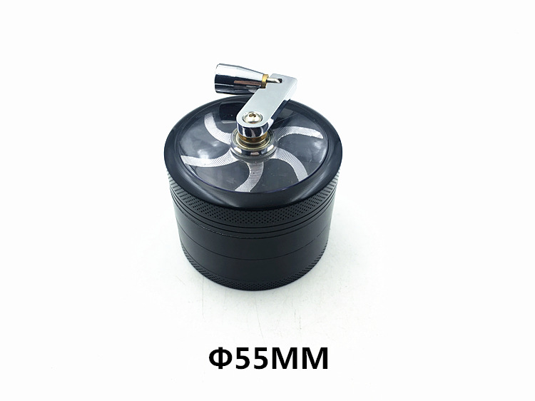 跨境专供锌合金磨烟器四层塑料手摇铝制金属碎烟器磨烟盒打火机细节图