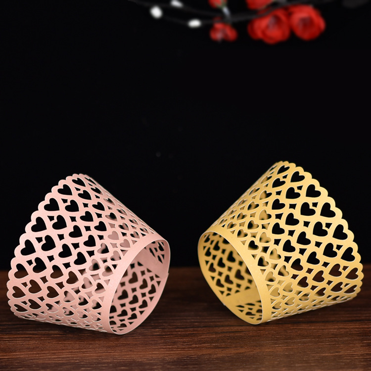 Cupcake Rim Creative Hollow Love Wedding Cake Tray Laser Cake Cup Baking Cup Manufacturers Wholesale Specification drawing
