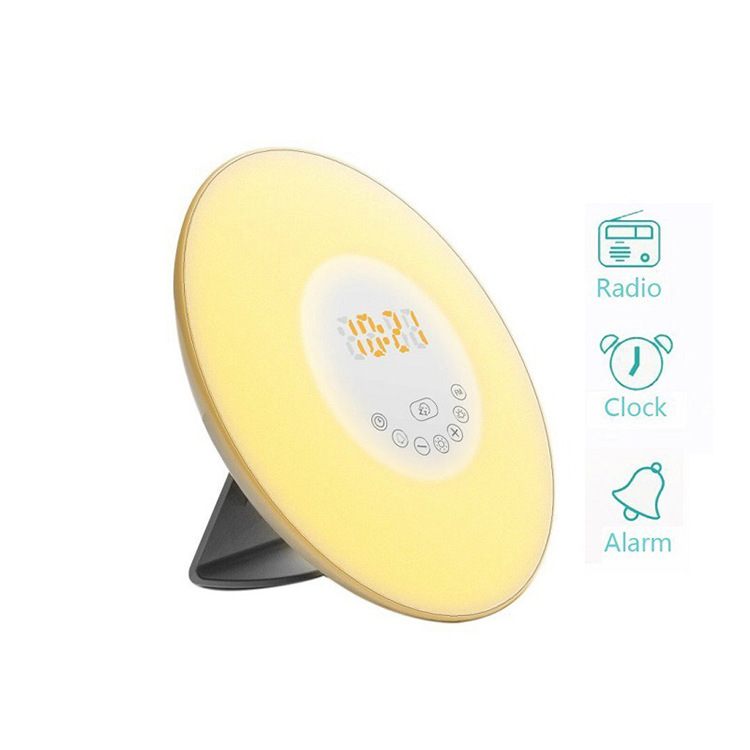 Amazon direct supply sunrise wake-up light, LED electronic clock, bedside lamp, ambient scene light, multi-functional table lamp details Picture