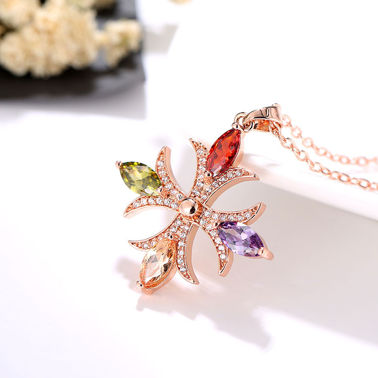 New European and American jewelry for women, colorful zircon necklace, sweater chain, cross necklace, one piece of women's jewelry for sale details Picture