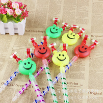 38CM long pole smiley face blow dragon whistle children's birthday party supplies wholesale stall cartoon blow dragon blow roll toys