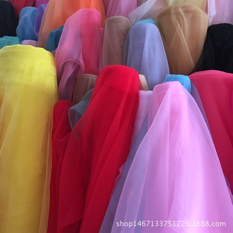 涤纶网纱面料服装饰品围巾布料各类束口礼品袋子装饰布泡泡纱布产品图