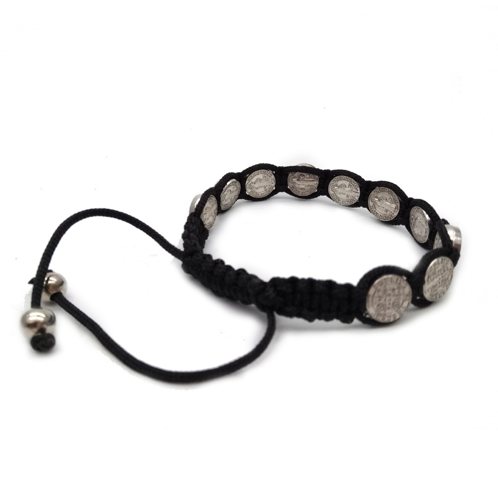 The Saint Benedict alloy woven Chinese knot prayer bead bracelet is adjustable Specification image