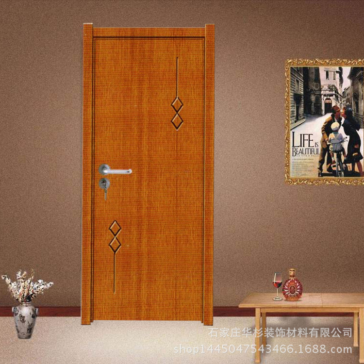 MDF composite solid wood door, PVC paint-free baking varnish ecological set bedroom door, engineering school wooden door, custom-made pure solid wood pic 24