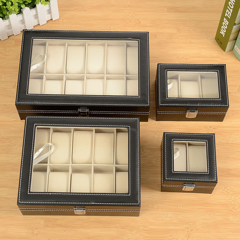 Spot Wholesale 12-Bit Watch Box Watch Storage Box Watch Packaging Box Leather Box Multi-Functional Storage Box details Picture