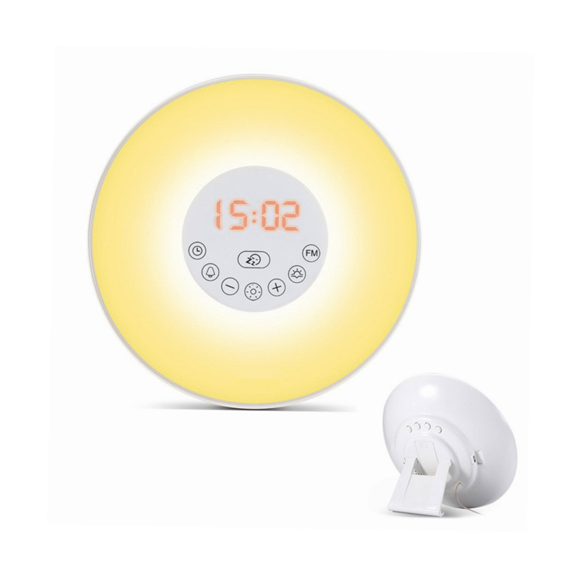Amazon direct supply sunrise wake-up light, LED electronic clock, bedside lamp, ambient scene light, multi-functional table lamp Specification image