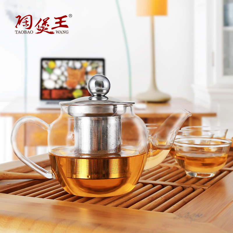 陶煲王 高硼硅玻璃小茶壶 引嘴过滤泡茶壶 透明茶具现货一件代发详情图1