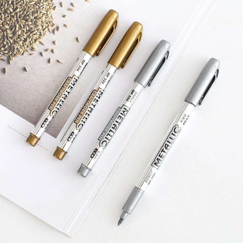 Bock Mp550 Metallic Craft Pen Gold Silver Marker Sign-In Signature Pen Greeting Card Album Metal Pen details Picture