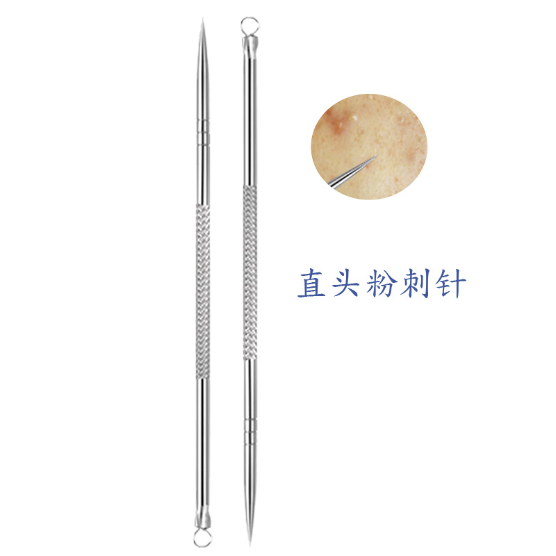 Three-piece set of acne needle, stainless steel double-tipped acne needle, bowl-shaped press and squeeze acne and pimple needle beauty tool Item Picture