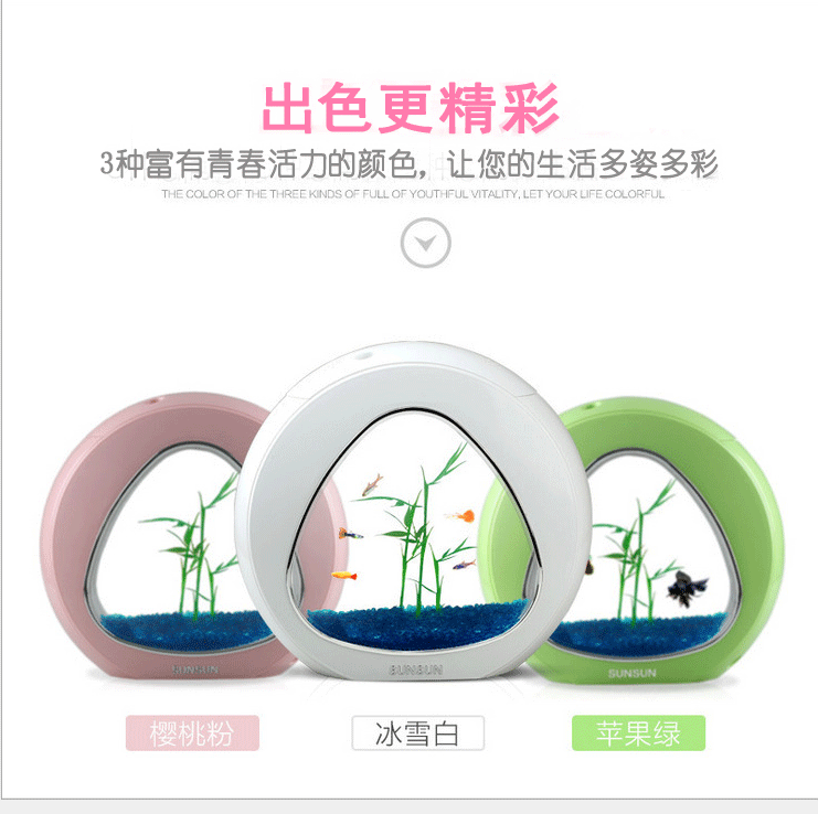 The desk mini aquarium creative desktop LED lighting can filter ecological acrylic fish tank aquarium Application Scenario