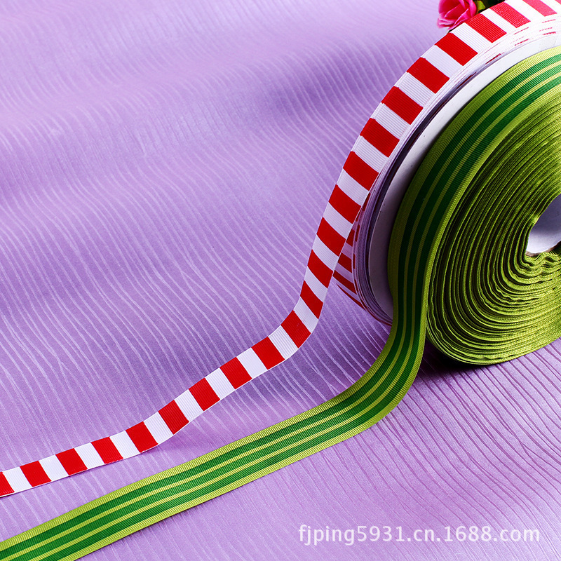 Printed Colorful Striped Ribbon Clothing Clothing Fresh Polyester Ribbon Birthday Gift Packaging Colorful Polyester Ribbon