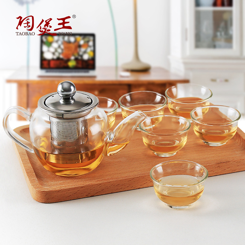 陶煲王 高硼硅玻璃小茶壶 引嘴过滤泡茶壶 透明茶具现货一件代发详情图4
