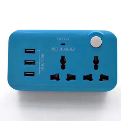 C3 3USB converter, 9-hole European and English wall plug with independent switch