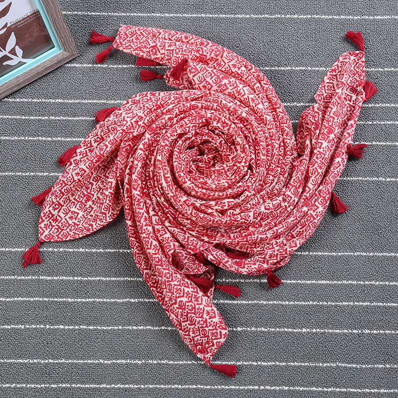 Summer Beach Sunblock Silk Scarf Desert People Cotton National Wind Shawl Scarf Dual-Purpose Scarf Women Beach Towel Foreign Trade details Picture