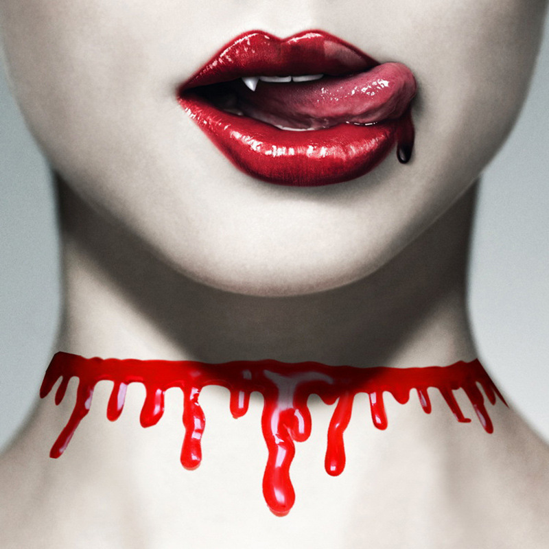 Halloween handmade creative blood necklace Masquerade ball bleeding red necklace party supplies thumbnail