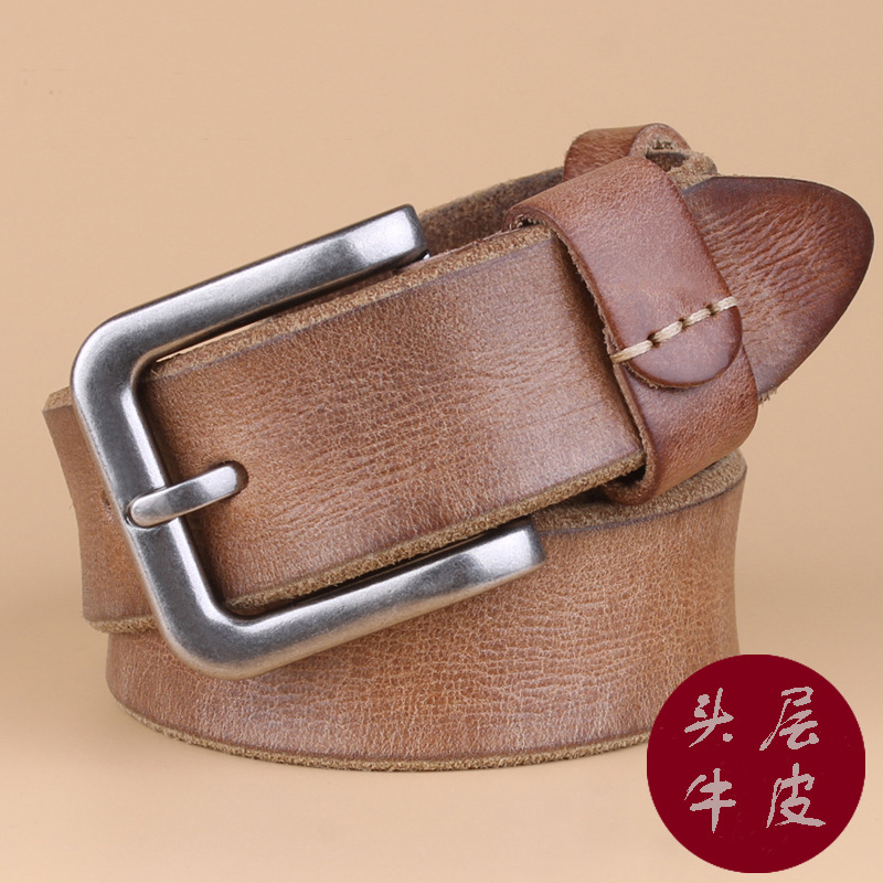 Belt Male Korean Version Leisure Factory Direct Sales First Layer Cowhide Needle Buckle Belt Youth Belt Wholesale Men