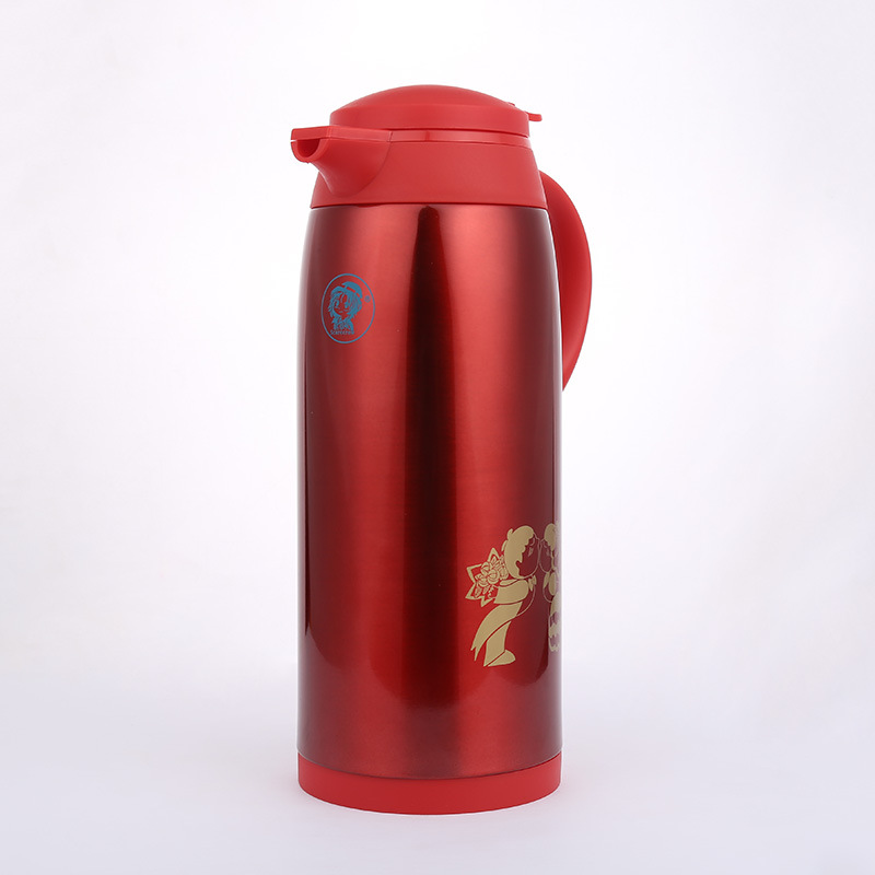 Wedding supplies: Large red printed stainless steel insulated kettle, new winter hot water kettle, insulated bottle, Chinese-style boiling water kettle Specification image